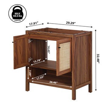 Jasper Rattan Modern Coastal 2-Shelf Bath Vanity Cabinet Only (Sink Basin Not Included)